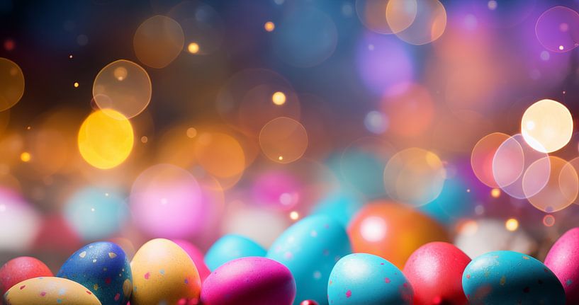 Colourful bokeh background with Easter eggs for Easter by Animaflora PicsStock