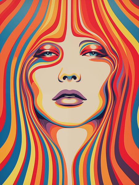 Psychedelic portrait of a woman with long hair by Frank Daske | Foto & Design