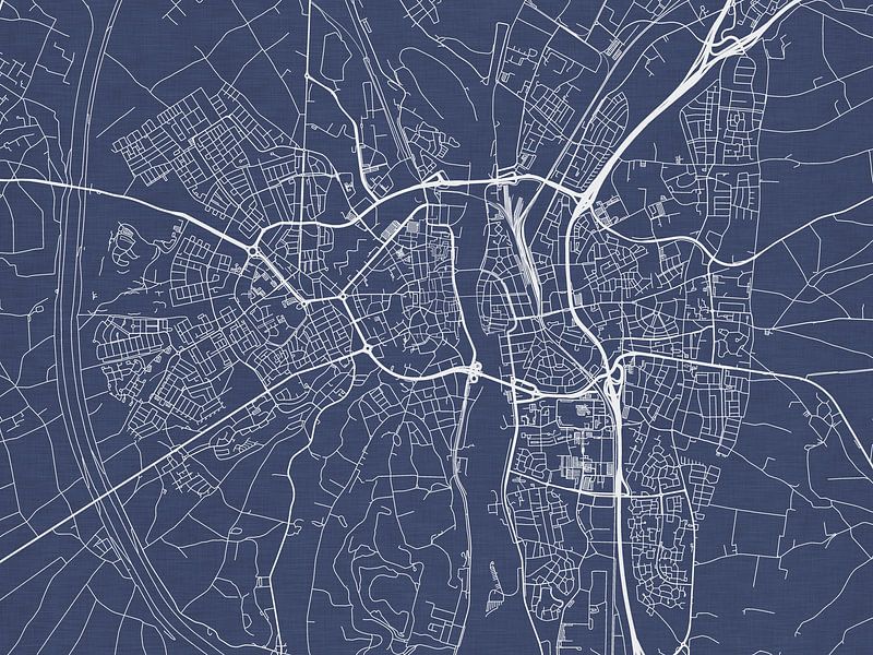 Map of Maastricht in Royal Blue by De Kaartenwinkel