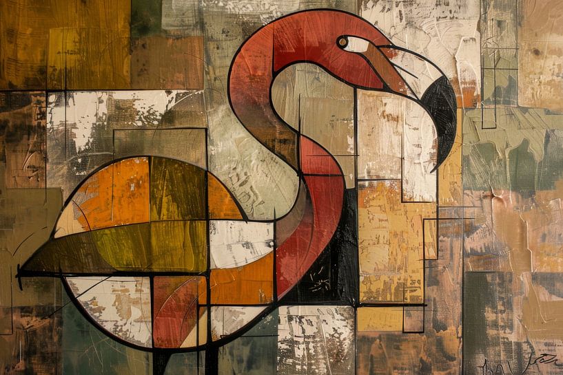 Flamant rose géométrique par Poster Art Shop