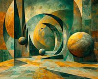 Paysage abstrait jaune et vert