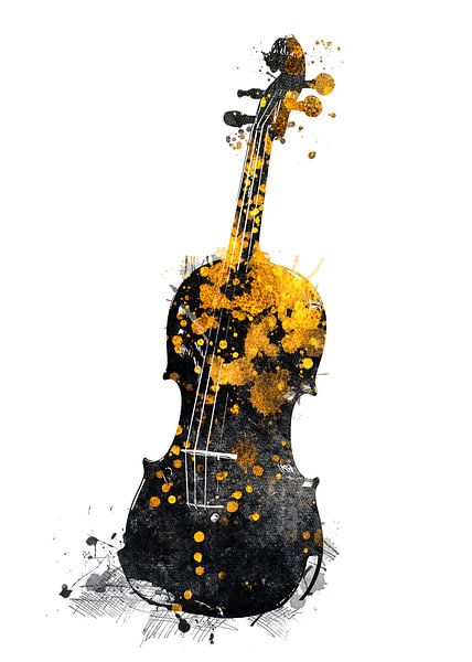 Violoncello 7 Musik Kunst Gold und Schwarz #Violoncello #Musik von JBJart Justyna Jaszke