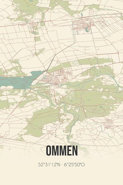 Vieille carte d'Ommen (Overijssel) par Affiches de lieux