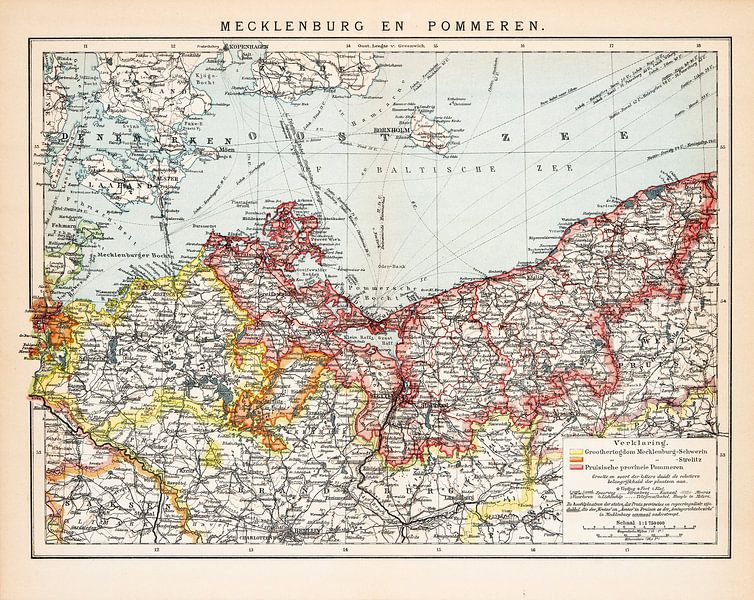 Vintage map Mecklenburg and Pomerania by Studio Wunderkammer