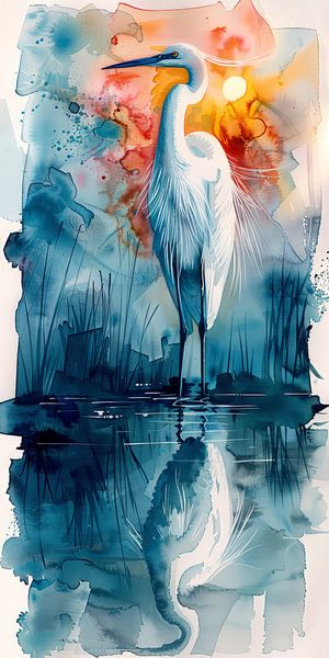 Héron sur le rivage par ByNoukk