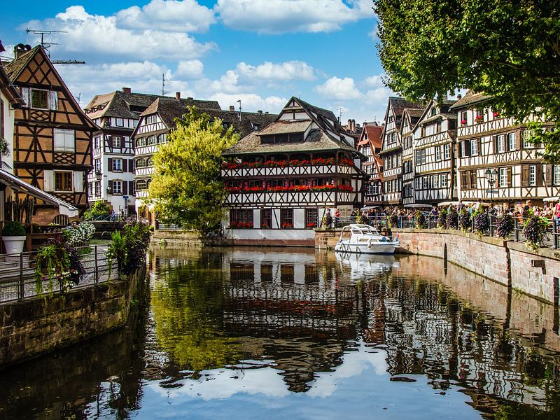 half-timbered house reflection Ill old town petite France Strasbourg Alsace France by Dieter Walther