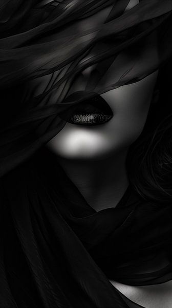 Elegant woman in black standing panorama by TheXclusive Art