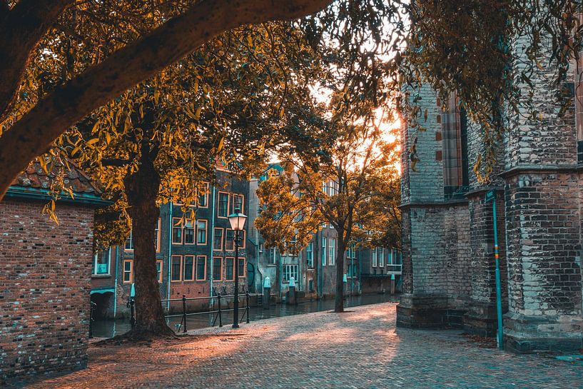 Autumn sun on the Pottenkade in Dordrecht by Lizanne van Spanje