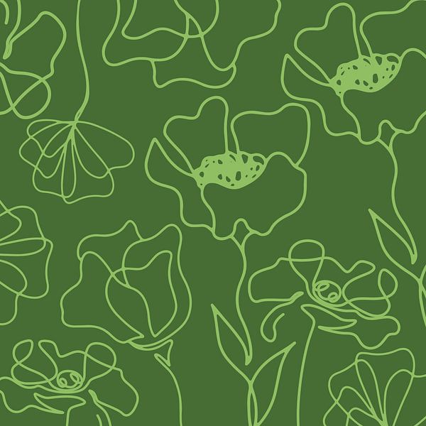 Skandinavischer Blumen Markt Grün von Mad Dog Art