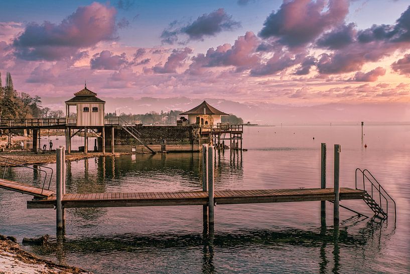 Badesteg in Dämmerung von Dieter Walther