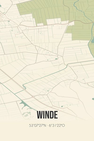 Carte vintage de Winde (Drenthe) par Affiches de lieux