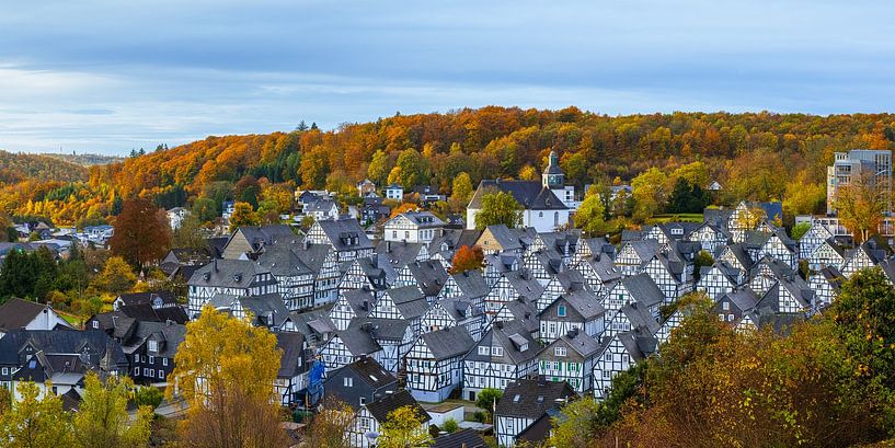 Panorama of historic Freudenberg in autumn by Henk Meijer Photography