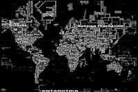 Carte du Monde TYPOGRAPHIQUE BLACK (mise à jour 2025)