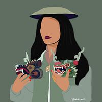 Dame indigène avec des dragons