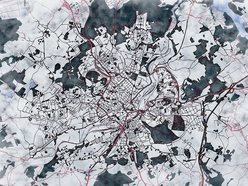 Carte de Plauen avec le style 'White Winter' par Maporia
