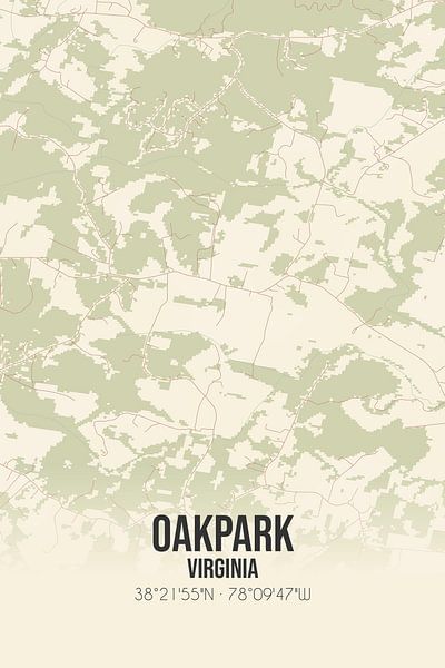 Alte Karte von Oakpark (Virginia), USA. von Ortsdrucke