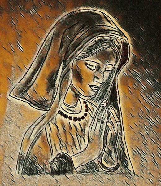 Betende Nonne ( Zeichnung ) von Jose Lok