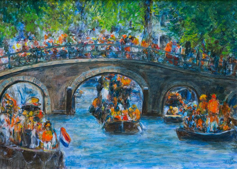 Fête du Roi sur le Keizersgracht d'Amsterdam par Paul Nieuwendijk