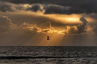 Kiting in the rays of the sun.