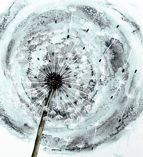 Watercolour transitoriness mint green/grey by Bianca ter Riet