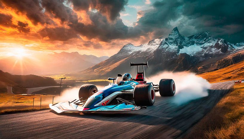 Racing cars in the landscape by Mustafa Kurnaz