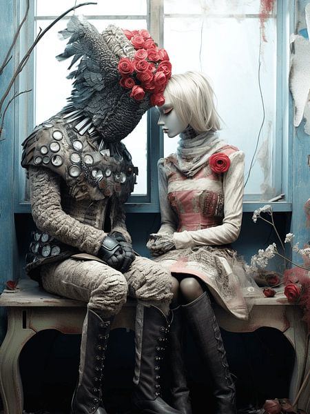 Portrait couple girl fairy tale creature dreaming Shabby Chic by gm_designs