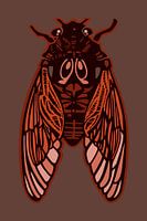 Cigale dans les tons marron et orange