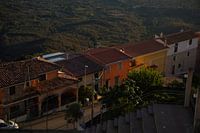 The evening light over a Mediterranean hilltop village.