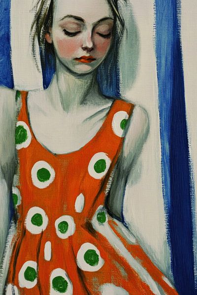 Girl in orange dress by Franka Poulain