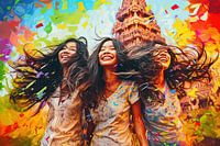 3 kambodschanische Mädchen während des Khmer-Neujahrs