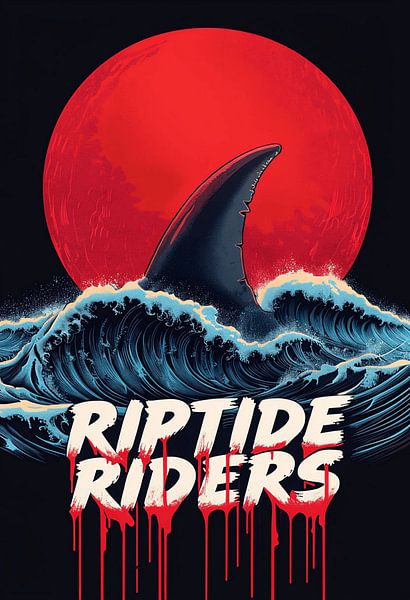 Riesige Haifischflosse gegen eine blutrote Sonne von Artistic