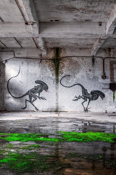 Aliens - Graffiti in an abandoned place in Germany by Gentleman of Decay