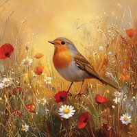 Rotkehlchen in der Abendröte