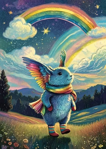 Lapin arc-en-ciel dans un champ par MIROKKU