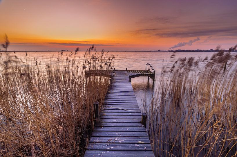 Steg mit Raureif am Durgerdam #5 von peterheinspictures