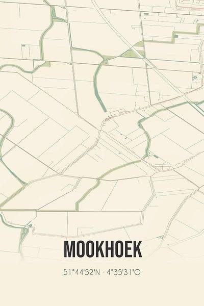 Vieille carte de Mookhoek (Hollande méridionale) par Affiches de lieux
