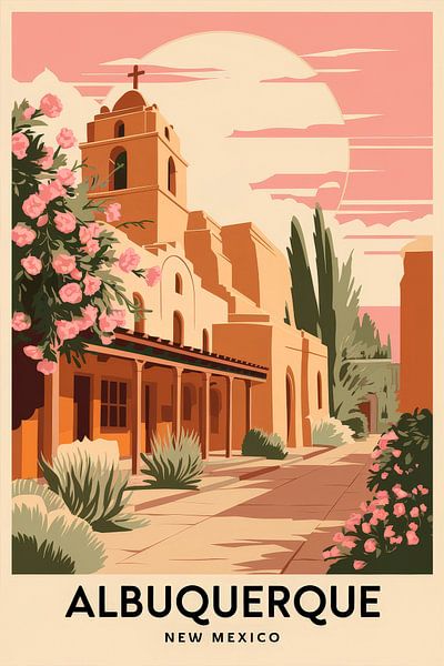 Albuquerque, Nouveau-Mexique Affiche de voyage vintage par Poster Art Shop