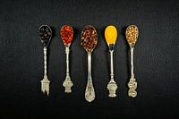 Spices with vintage spoons