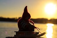 Sleeën bij ondergaande zon