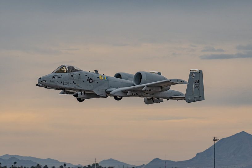 Eine Fairchild Republic A-10 Thunderbolt II hob während der Aviation Nation Airshow 2017 von der Nel von Jaap van den Berg