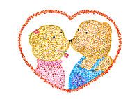 Zwei verliebte Bären in einem Herz.