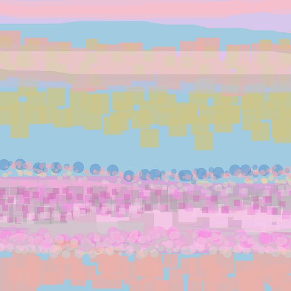 geometrische Landschaft mit Rechtecken und Kreisen 3 von Claudia Gründler