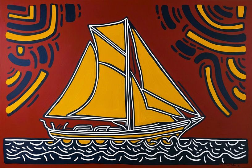 Voilier coloré en mer par Art & Soul Creations