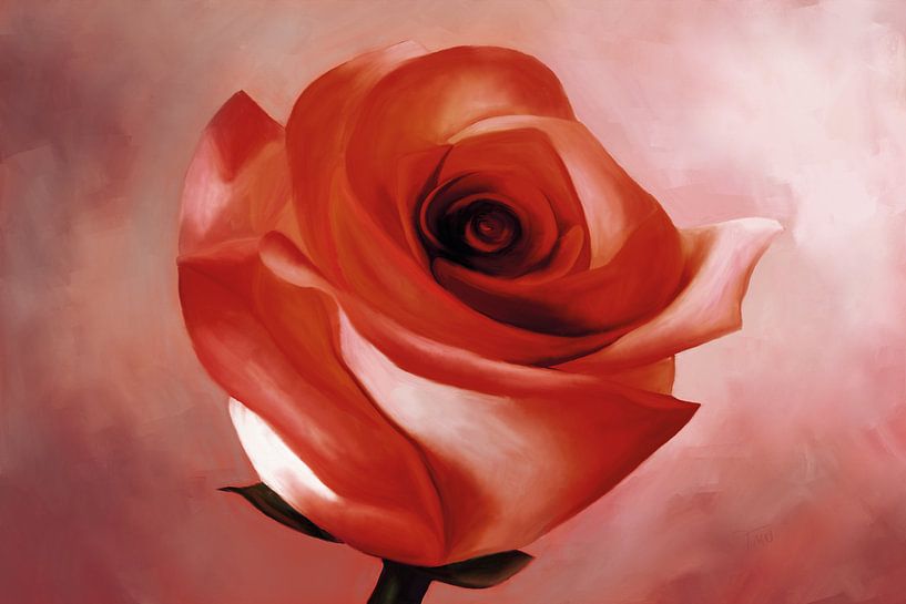 Einzelne rote Rose, gemalt von Tanja Udelhofen