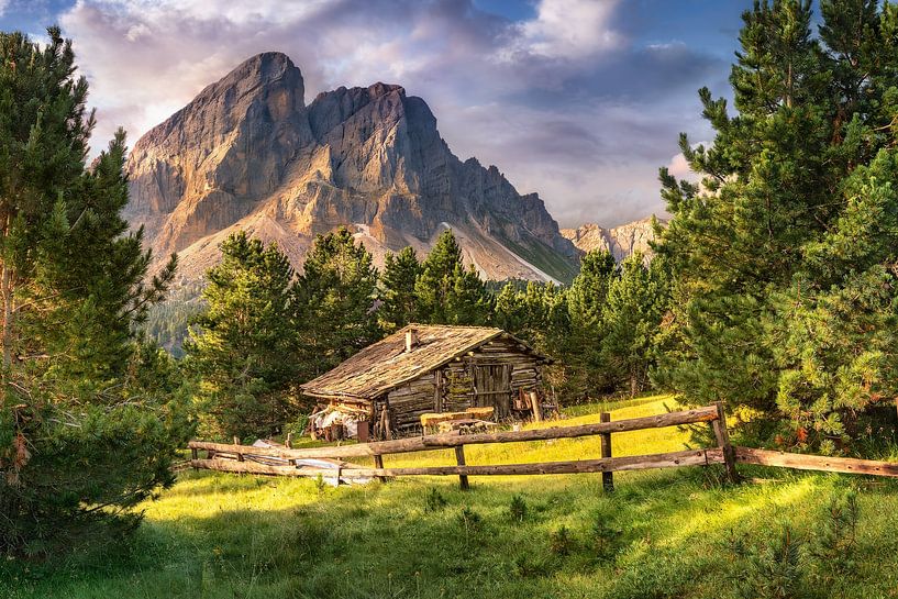Hut on the alpine pasture in the mountains in the Alps in South Tyrol. by Voss photography