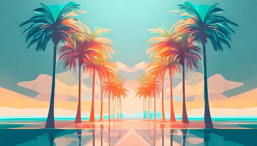 Palmiers avec coucher de soleil par Mustafa Kurnaz