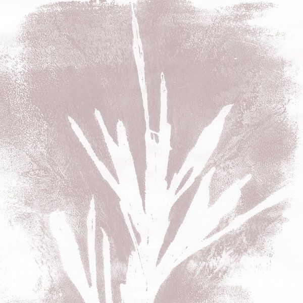 Moderne abstrakte minimalistische Kunst. Retro-Stil abstrakte Pflanze auf Pastell rosa von Dina Dankers