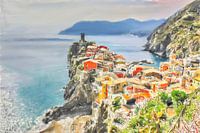Arrivée à Vernazza' - Cinque Terre - Riviera italienne - Côte - Italie - Digital Art