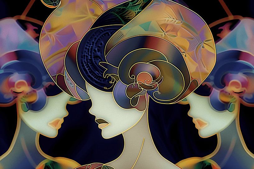 Female portrait with a golden edge by Ton Kuijpers