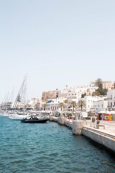 Greek harbour with boats and blue water | fine art photo print by Kimberley Jekel